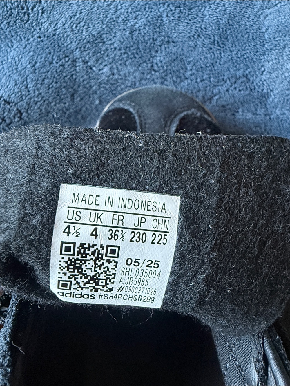 adidas Black Suede Sneakers with light purple Stripes and Gum Outsole - Picture 6 of 7